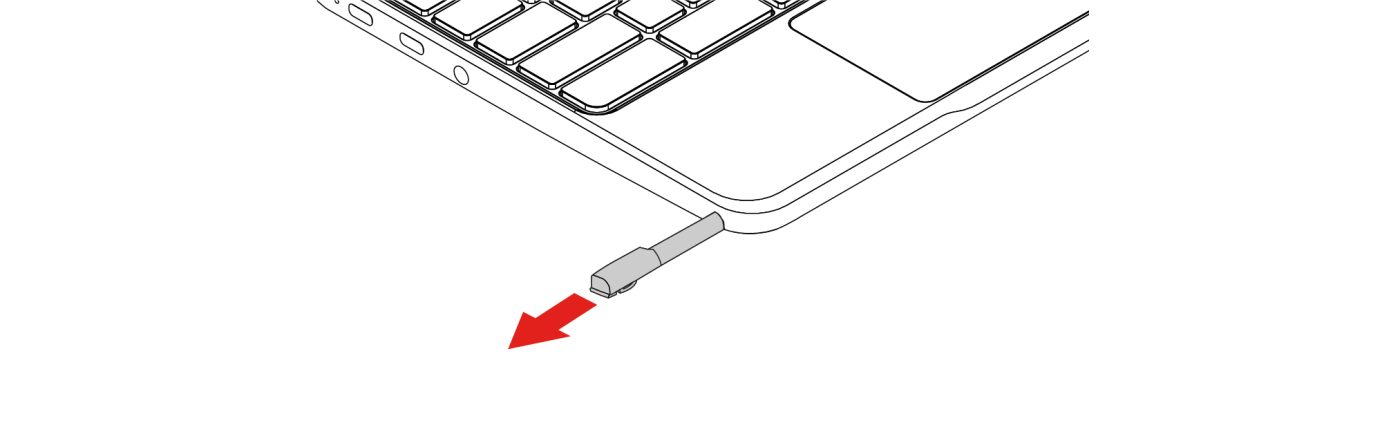El lápiz sale de su ranura en el costado del Chromebook