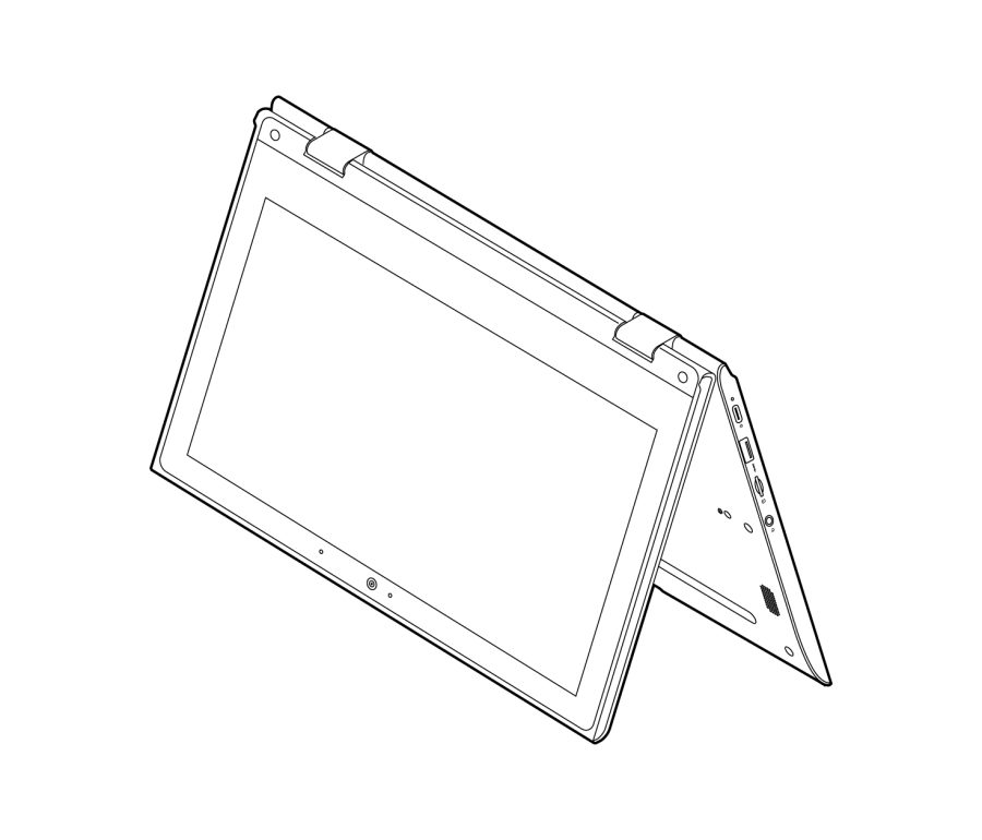 Chromebook en modo tienda, en forma de V invertida